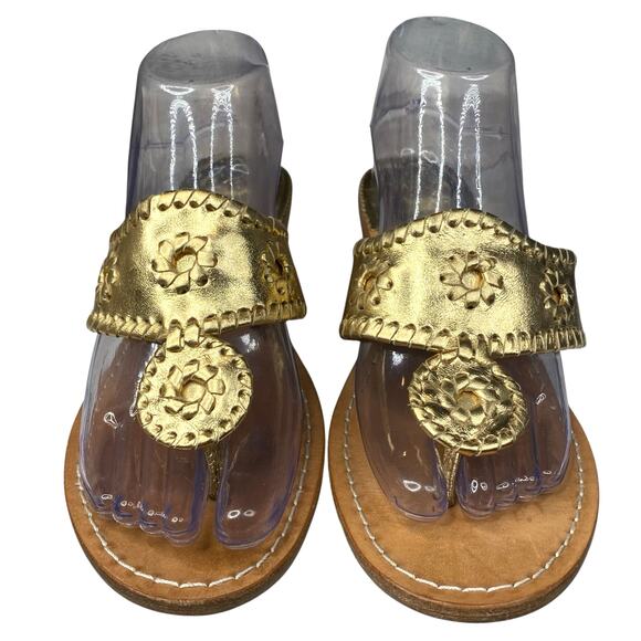 Jack Rogers Women’s Gold Leather Slip On Wedge Sandals Size US 9 - Picture 7 of 11